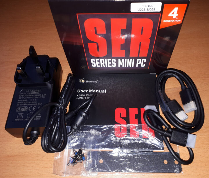 Beelink SER4 power supply & user manual