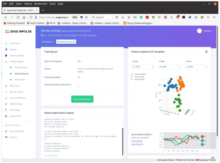 Edge Impulse Features Explorer