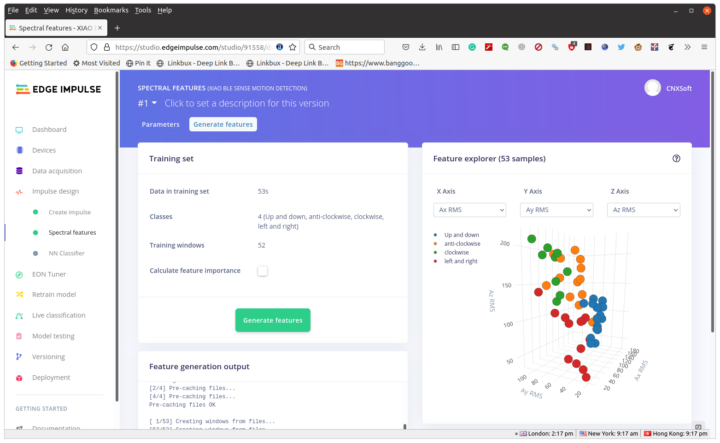 Edge Impulse Spectral Features Generate features