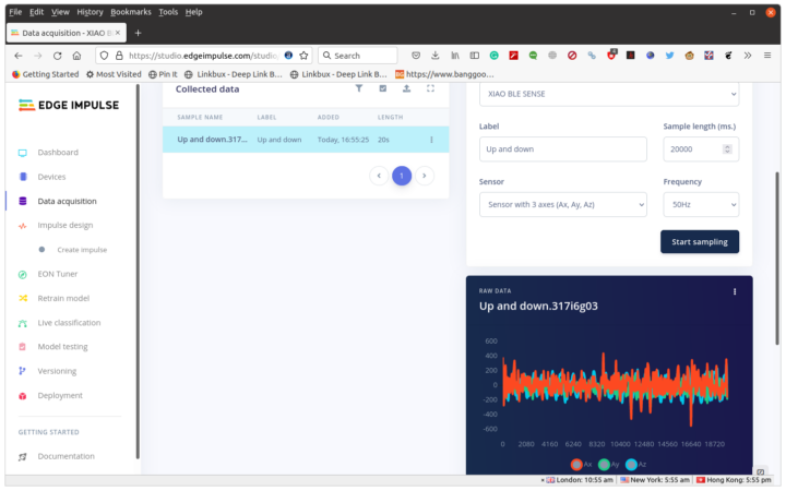 Edge Impulse data collection training