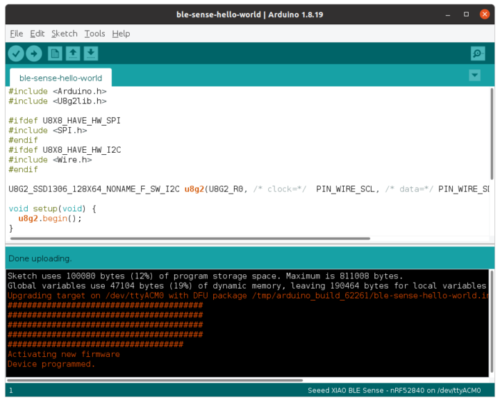 XIAO BLE Sense flash Arduino firmware