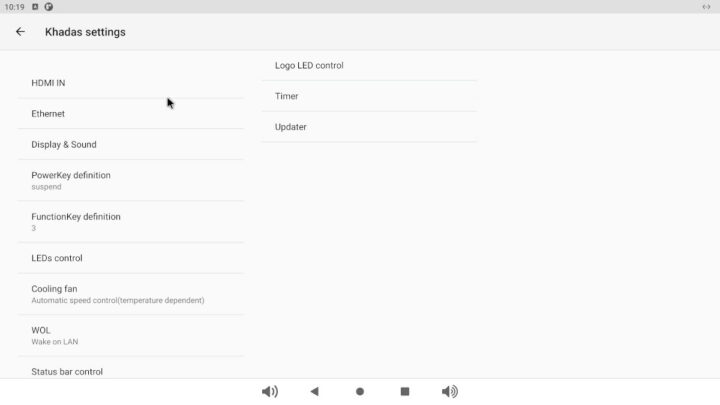 Android 11 Khadas Settings