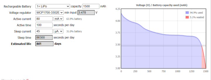 Bee Motion ESP32-S2 battery life