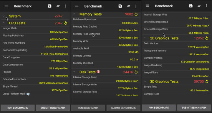 Khadas VIM4 PassMark PerformanceTest Android 11