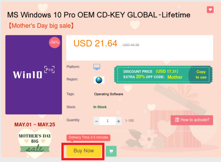 Windows 10 Pro OEM CD KEY Buy Now