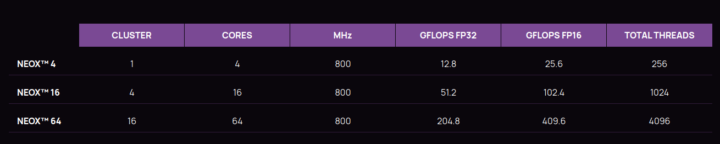 NEOX RISC-V GPU configurations