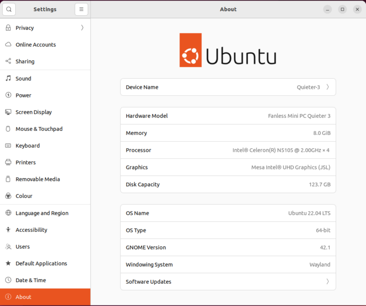 Quieter3Q ubuntu 22.04 info