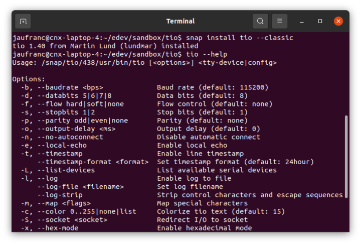 tio io serial tool linux