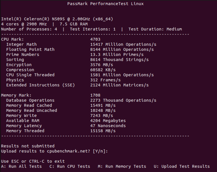 ubuntu 22.04 passmark performancetest linux