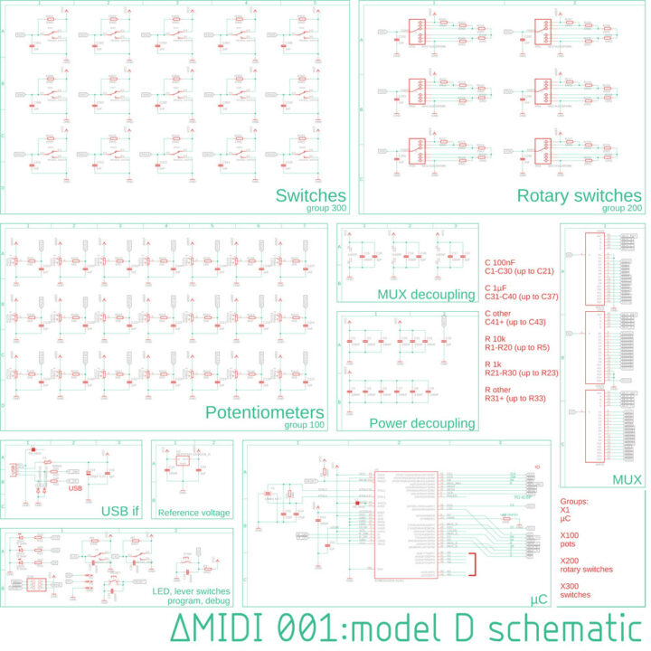 MIDI controller Arduino schematics