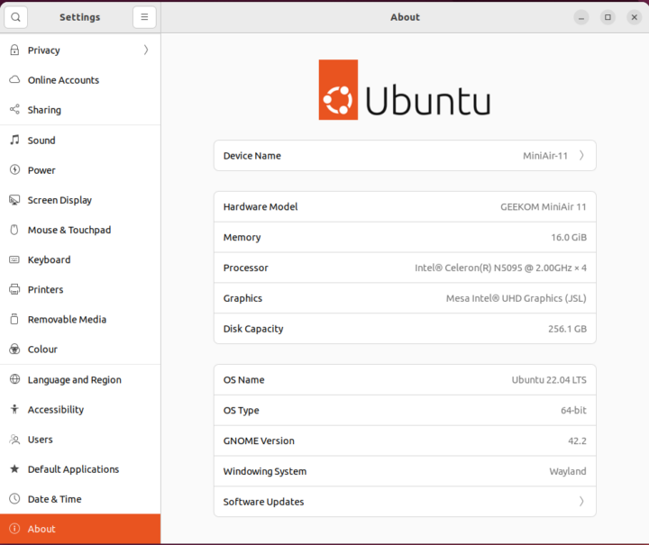 MiniAir 11 ubuntu 22.04 info