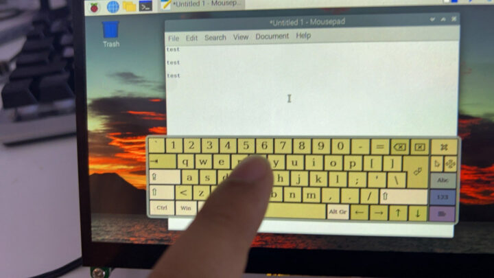 Raspberry Pi 4 type on touchscreen
