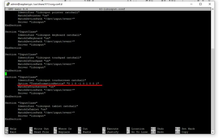 Raspberry Pi OS Touchscreen portrait configuration