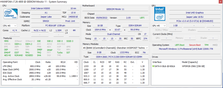 windows 11 hwinfo64 GEEKOM MiniAir 11