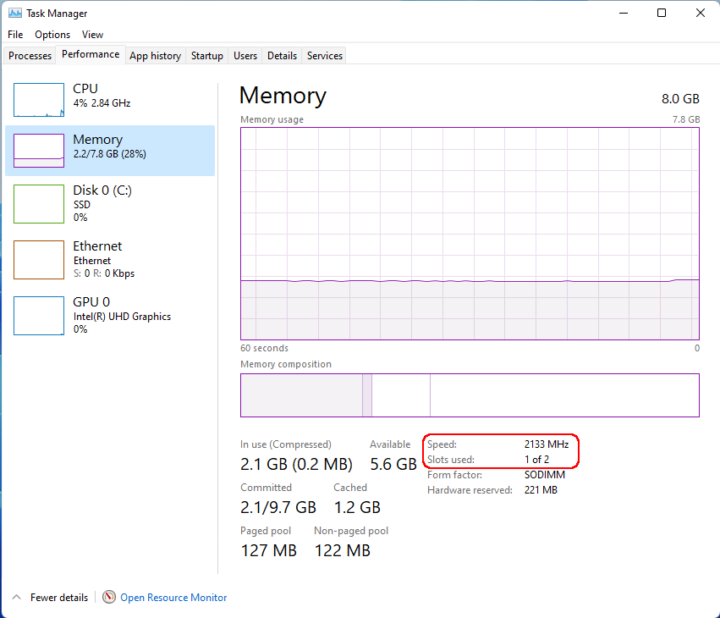 BMAX B3 Plus windows 11 memory speed