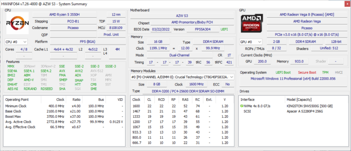 Hwinfo64 Speed S3 GPU information