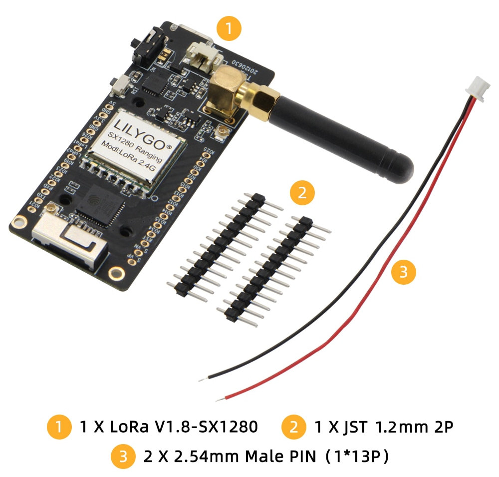 LilyGO LoRa V1.8 SX1280 antenna headers