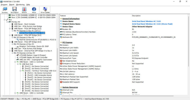 Wireless-AC 3165 HWInfo64