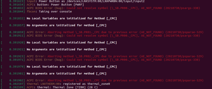 dmesg errors AE_NOT_FOUND