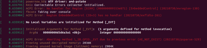 dmesg errors: acpi error region embeddedcontrol