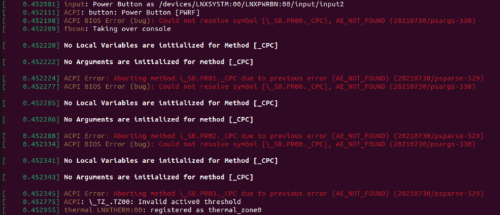 jasper lake dmesg ACPI errors