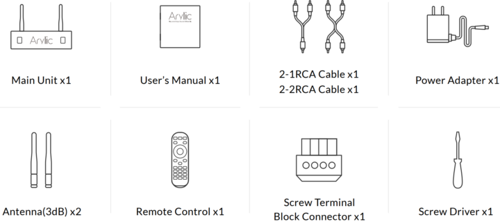 Arylic A50+ package content