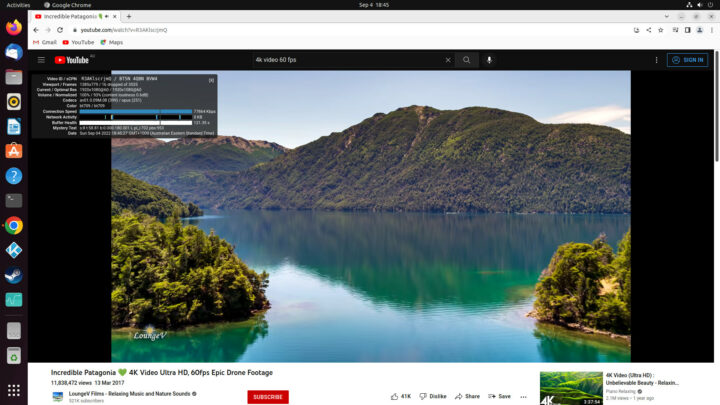 Beelink SEi11 Pro YouTube Ubuntu 1080p60 Chrome