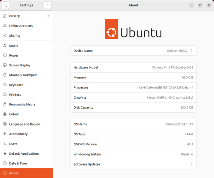 Quieter HD3Q Ubuntu 22.04 About