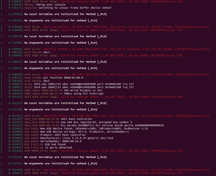 Tiger Lake ACPI BIOS Error