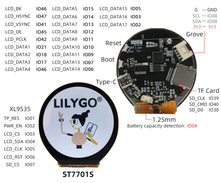 ESP32-S3R8 round display