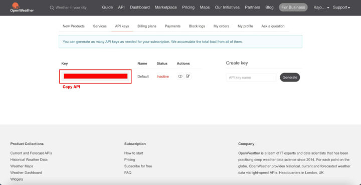 OpenWeather API Key