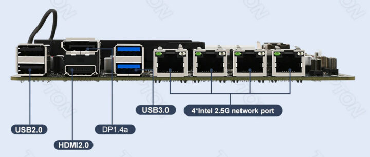 Topcon mini-ITX motherboard ports