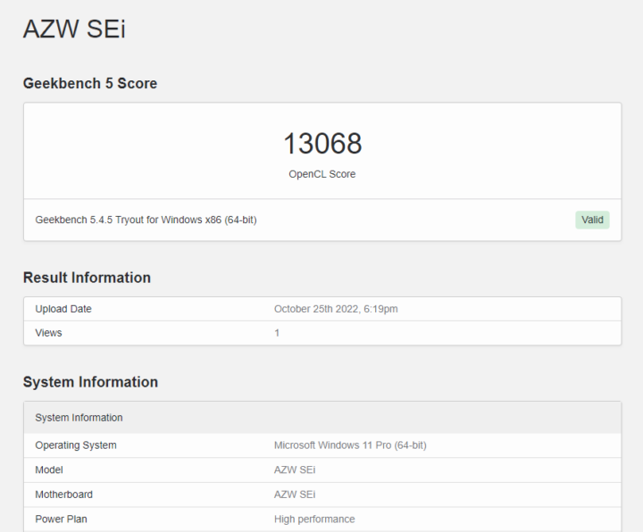 22 windows geekbench 5 gpu opencl