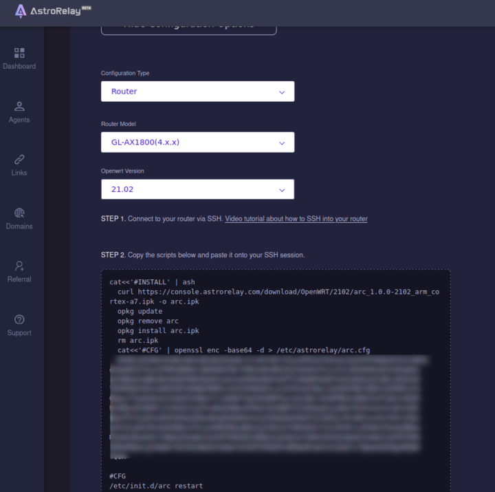 Brume 2 AstroRelay Router Configuration