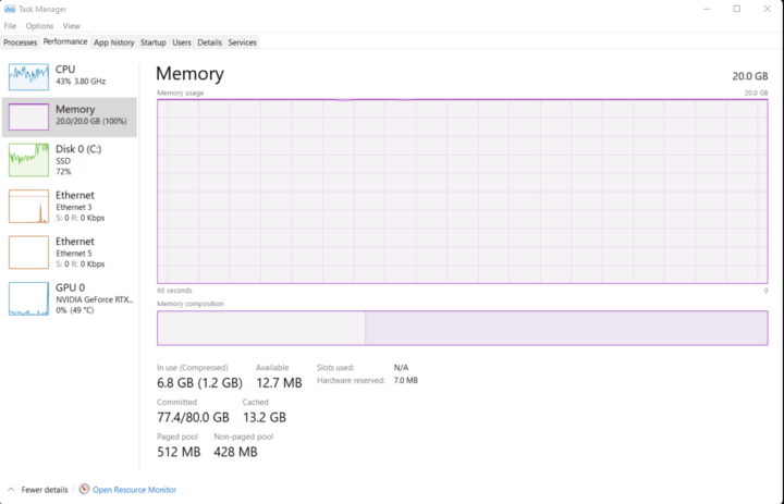 Color texture scanning CPU memory usage