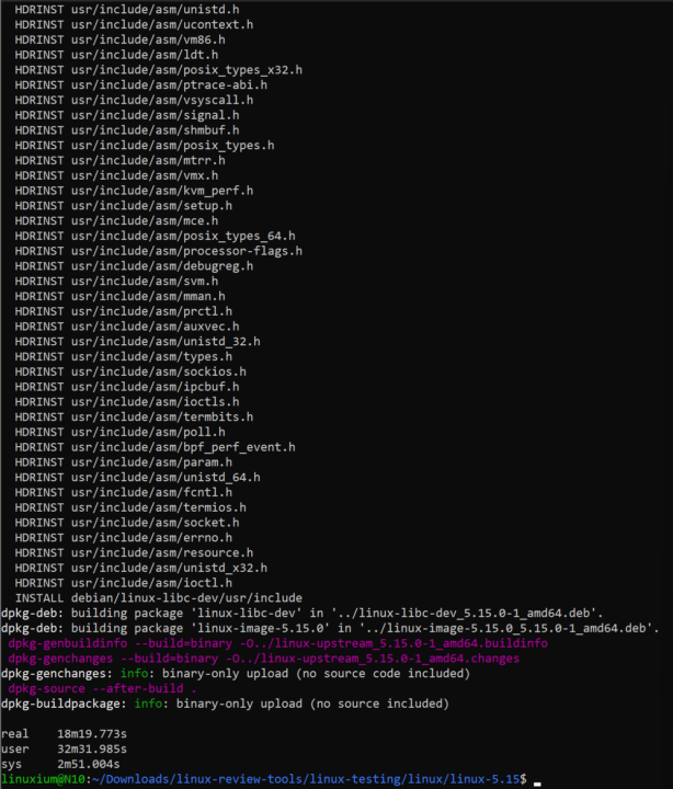 Compile linux 5.15 benchmark