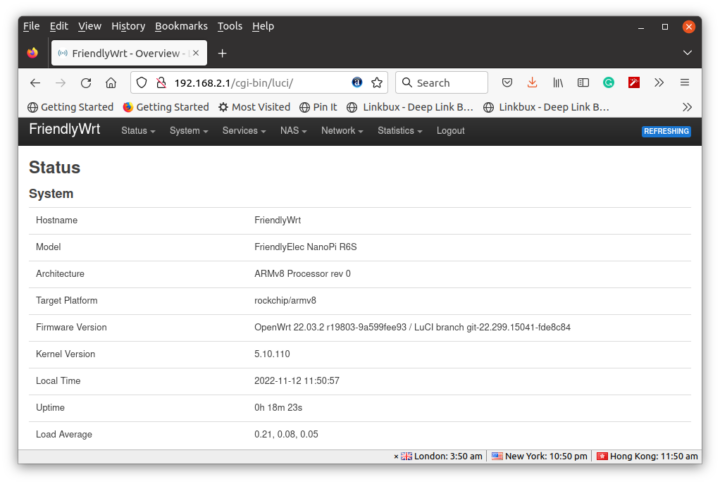 FriendlyWrt OpenWrt 22.03 NanoPi R6S