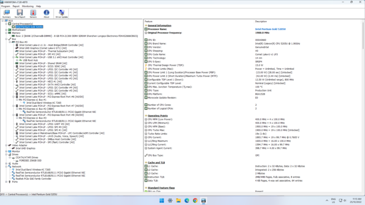 Intel Pentium Gold 5205U Windows 11 mini PC configuration