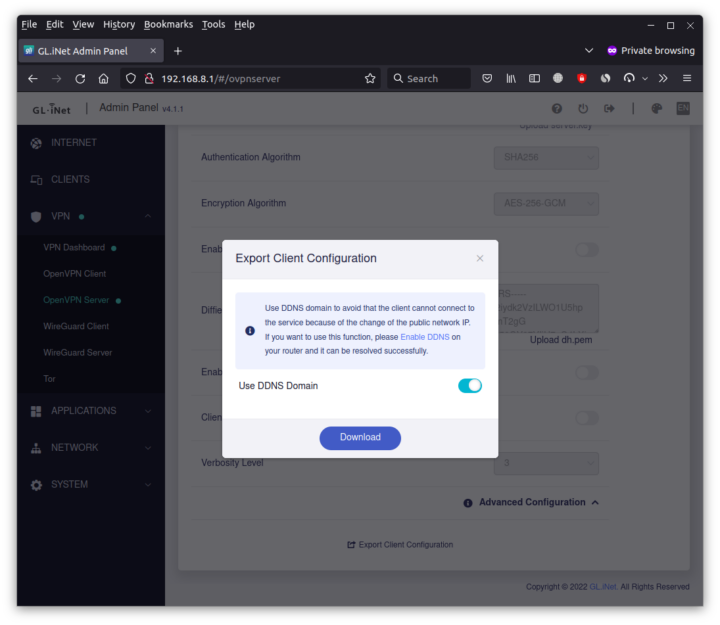 OpenVPN Export Client Configuration