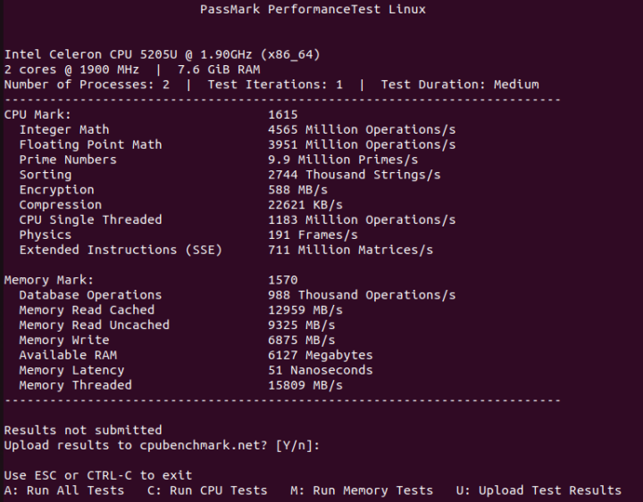 Weibu N10 Ubuntu CPU passmark