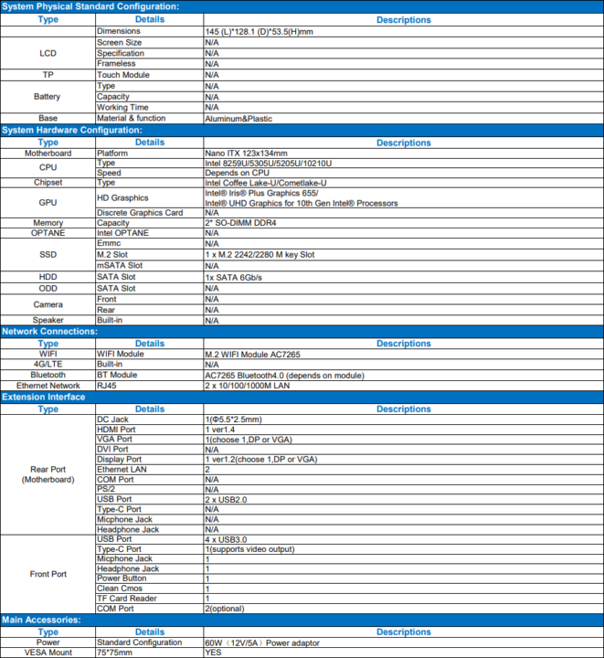 Weibu N10 specifications