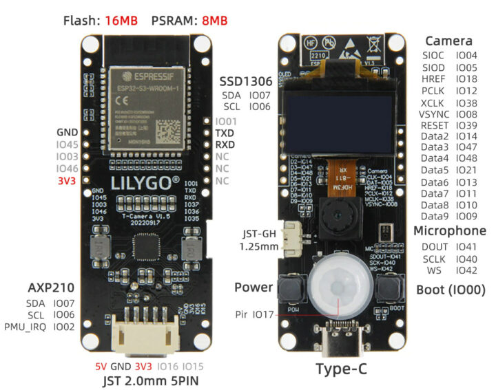 ESP32-S3 board camera display PIR sensor