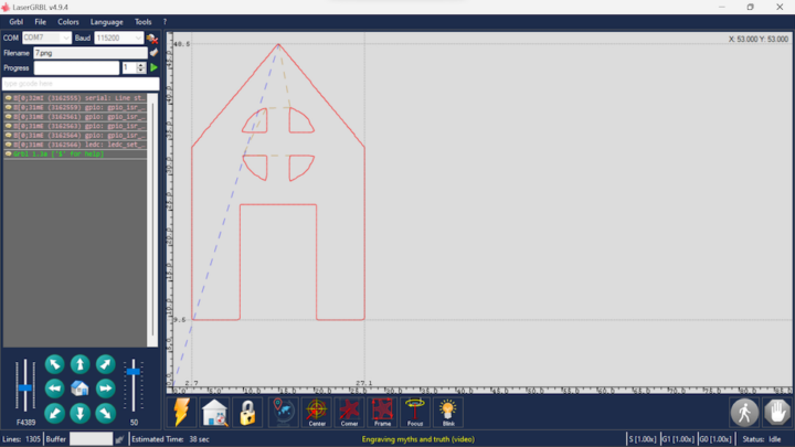 LaserGRBL laser cutting preview