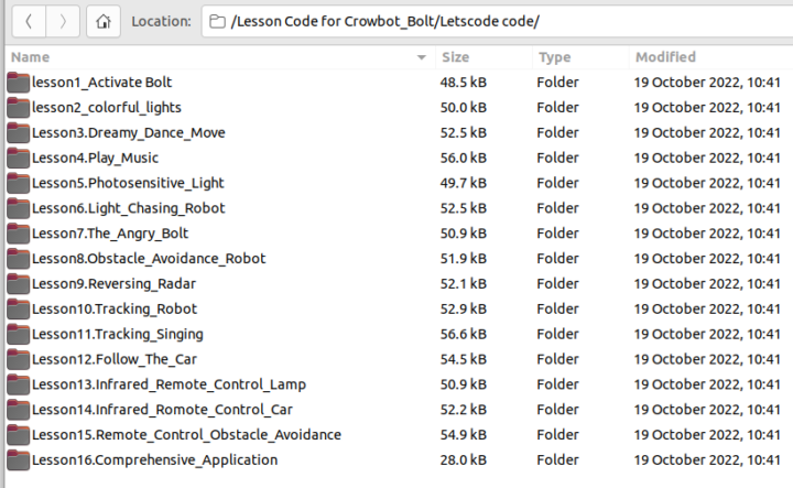 Letscode Lessons for CrowBot BOLT