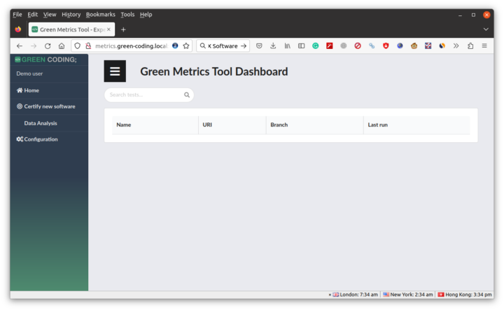Green Metrics Tool Dashboard