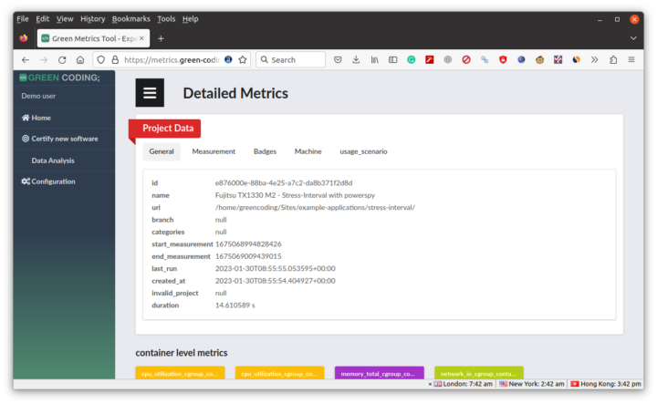 Green Metrics Tool Stress Interval Powerspy