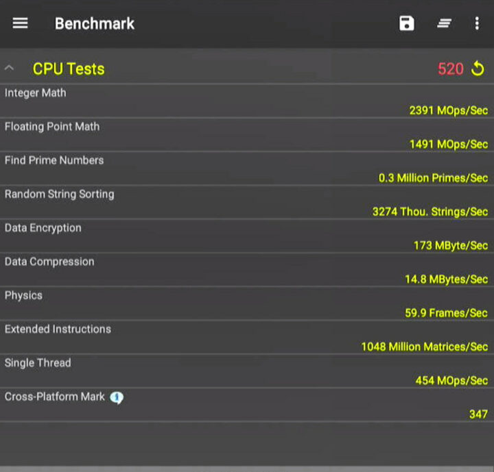 PassMark Performance Test 10 on Khadas VIM1S