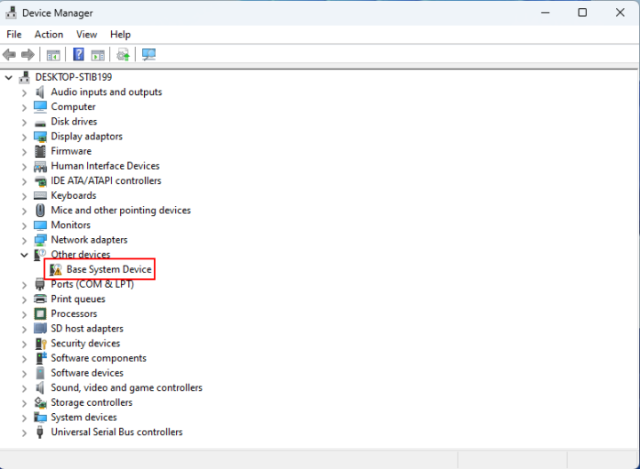 Base System Device Missing Windows 11