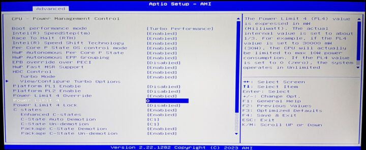 PL4 zero BIOS settings