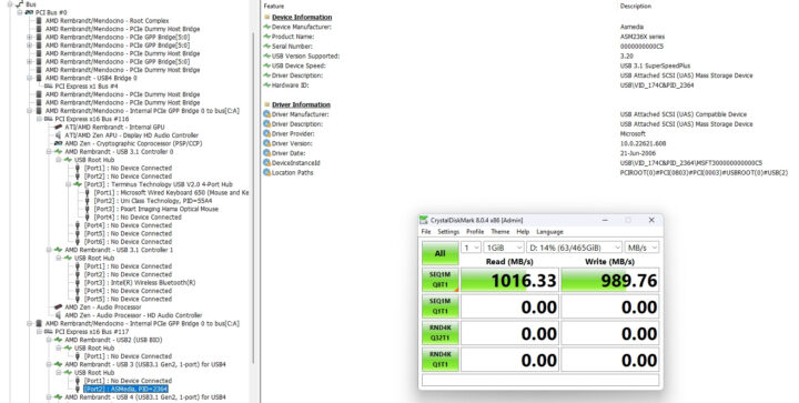 Beelink SER6 Pro USB 3.2 port speed